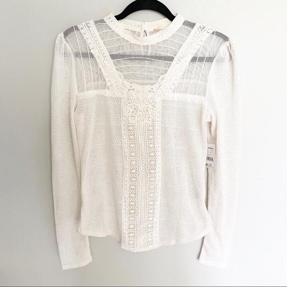 Free People Tops - Free People Lace and Light Weight Knit Blouse